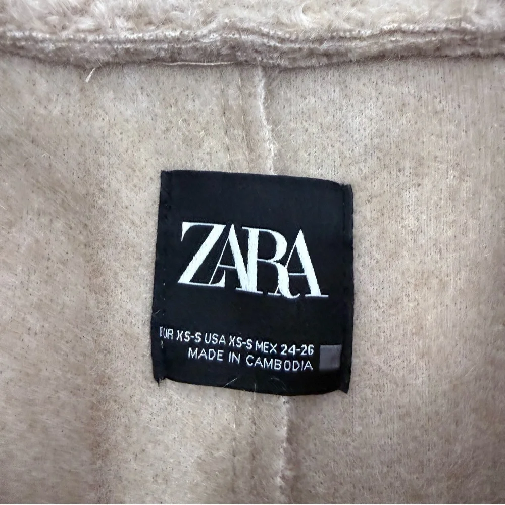 ZARA 5070/642 Textured Bouclé Bomber Jacket Sand Beige XS Oversized Quiet Luxury - Picture 11 of 16